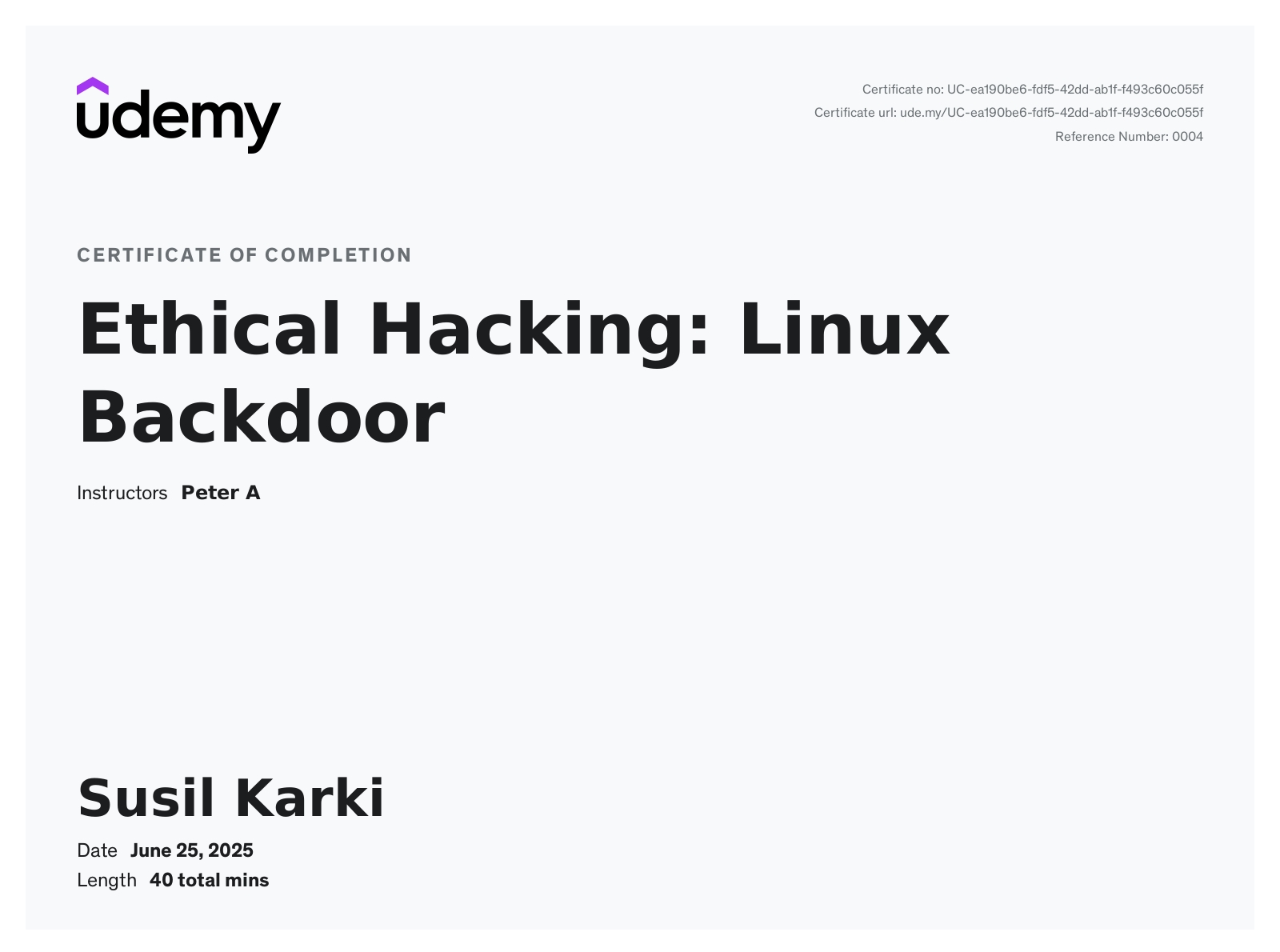 Ethical Hacking Certificate