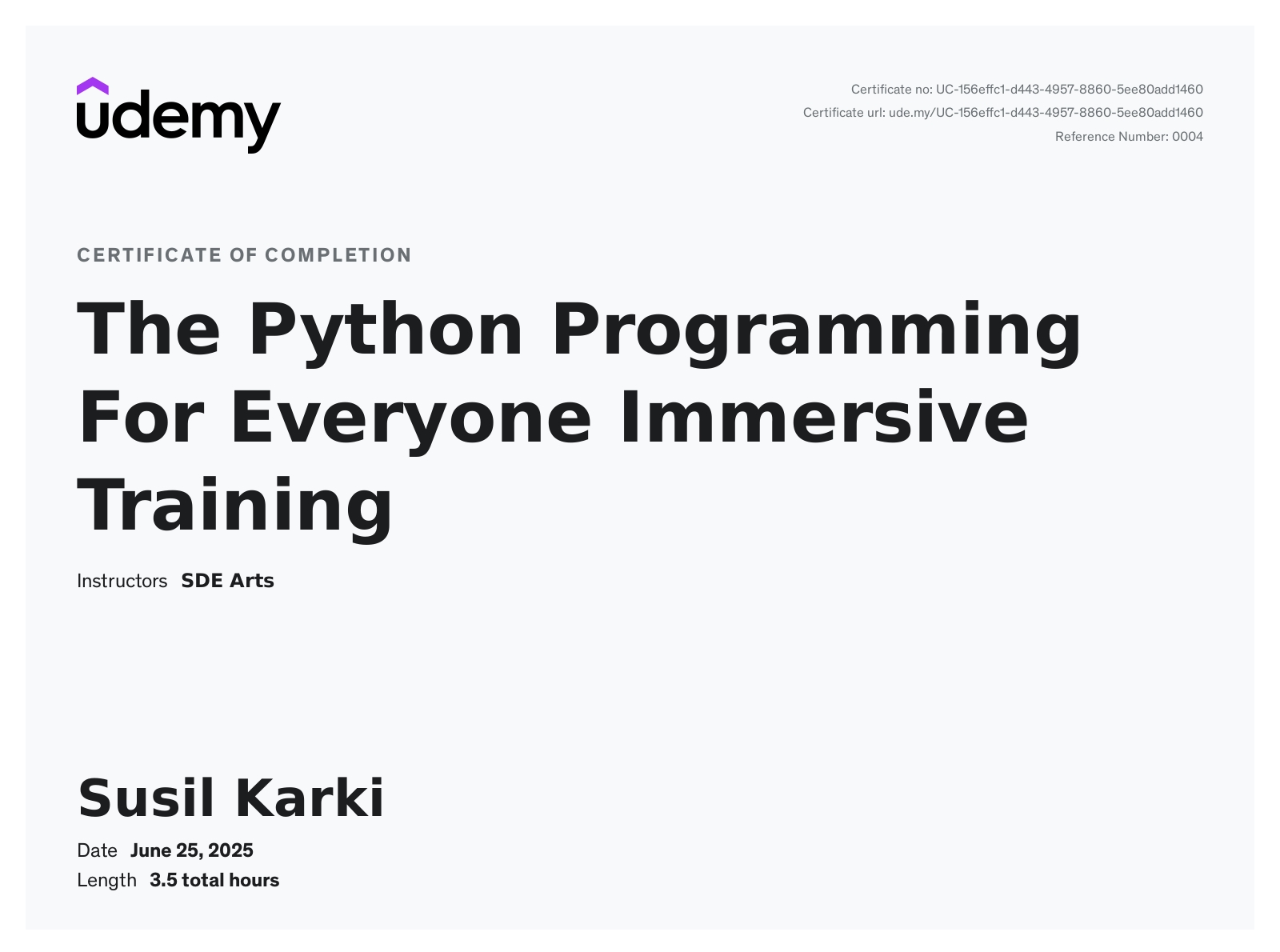 Python Programming Certificate
