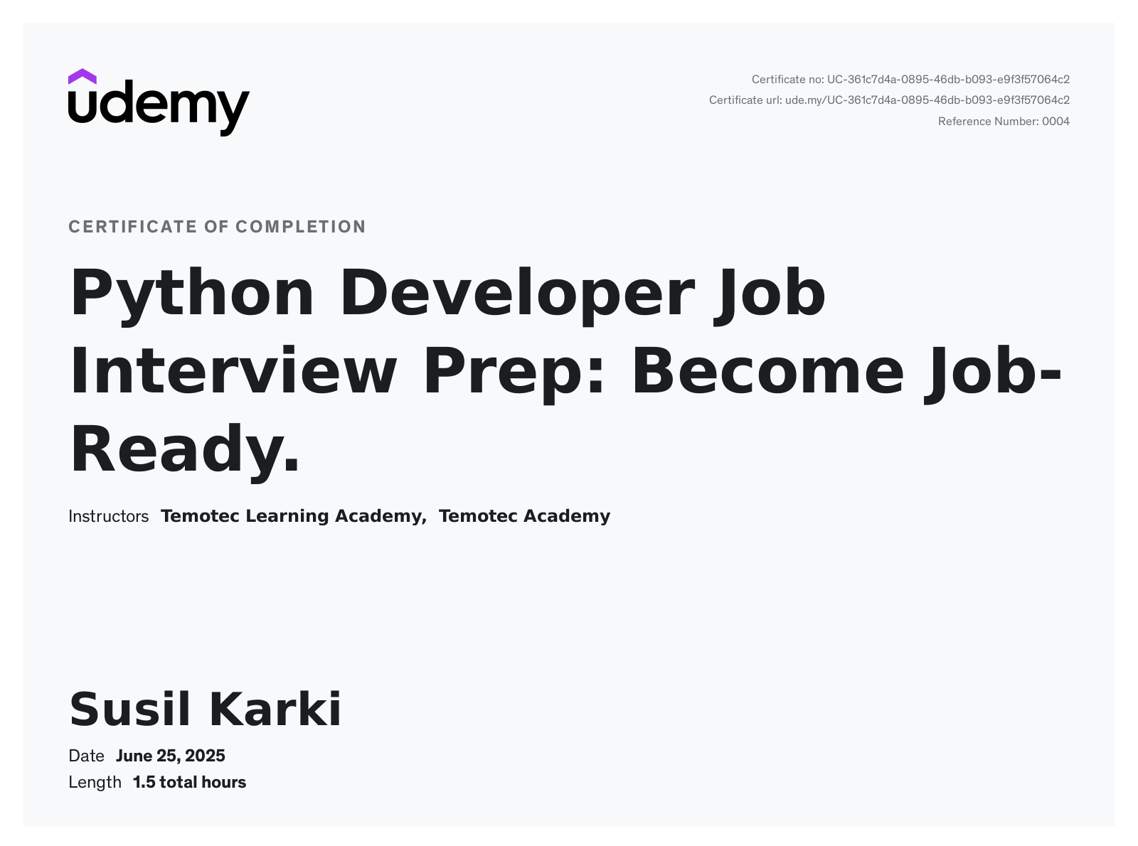 Python Certificate